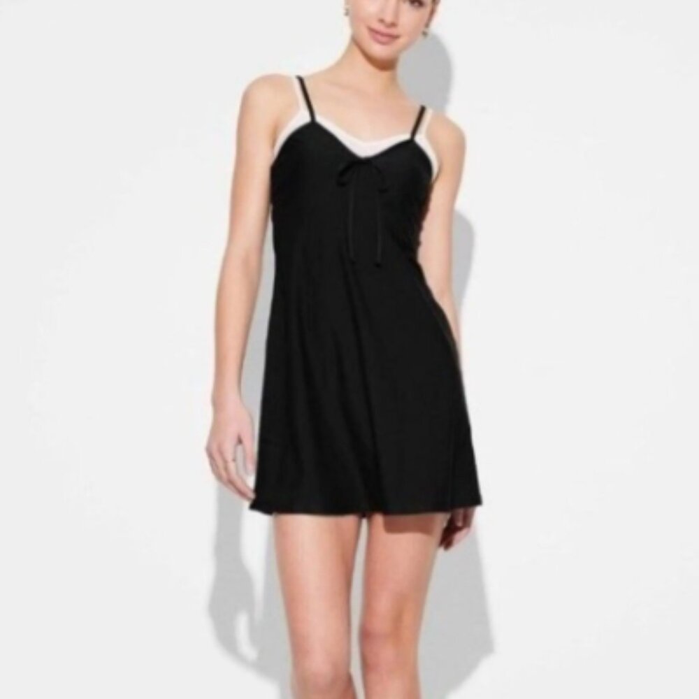 Wild Fable Dress Black With White Layered Mini Slip Lightweight Size XS NWT
